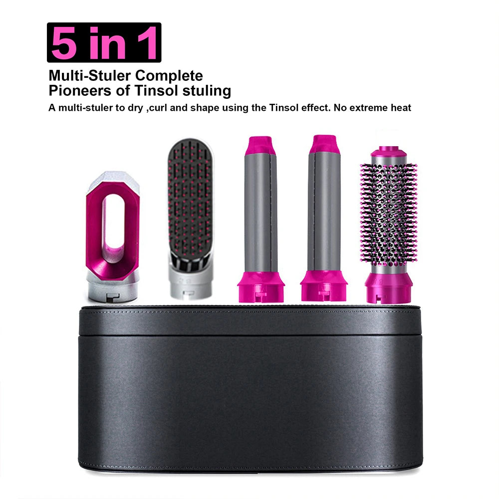 5-in-1 Hair Styling Tool Set – Dryer, Straightener, Curling Iron & Hot Air Brush Combo