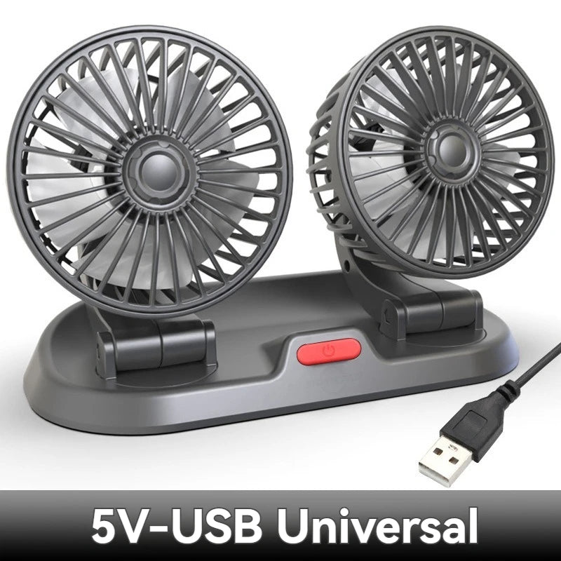 F410 Dual Car Fan – Foldable 360° Cooling for Hot Car Rides