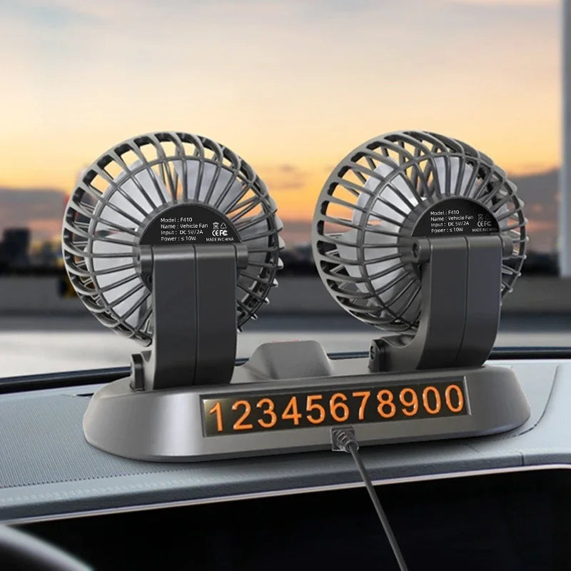 F410 Dual Car Fan – Foldable 360° Cooling for Hot Car Rides