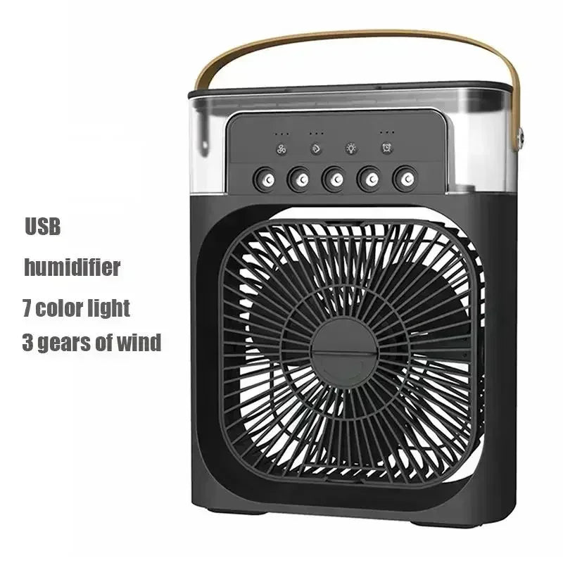 3-in-1 Mini Air Cooler & Humidifier – LED Night Light, Quiet Fan for Home & Office