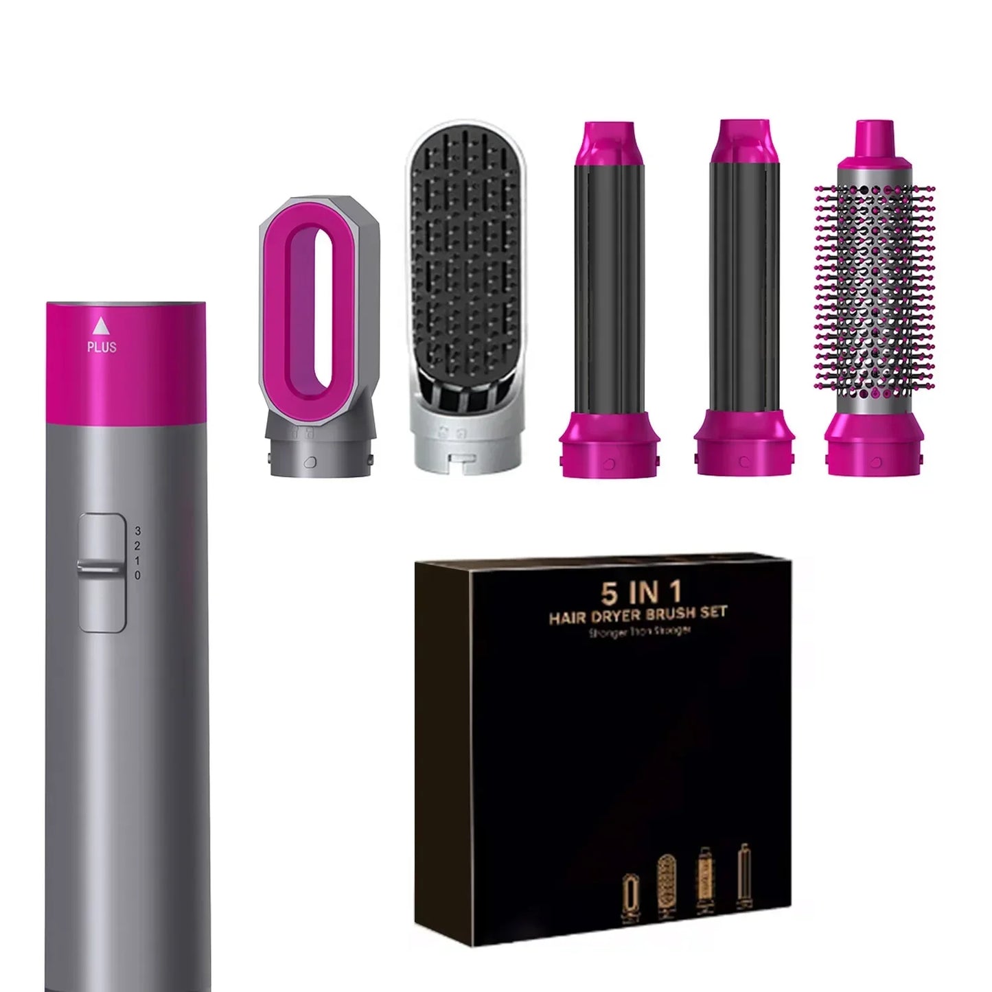 5-in-1 Hair Styling Tool Set – Dryer, Straightener, Curling Iron & Hot Air Brush Combo
