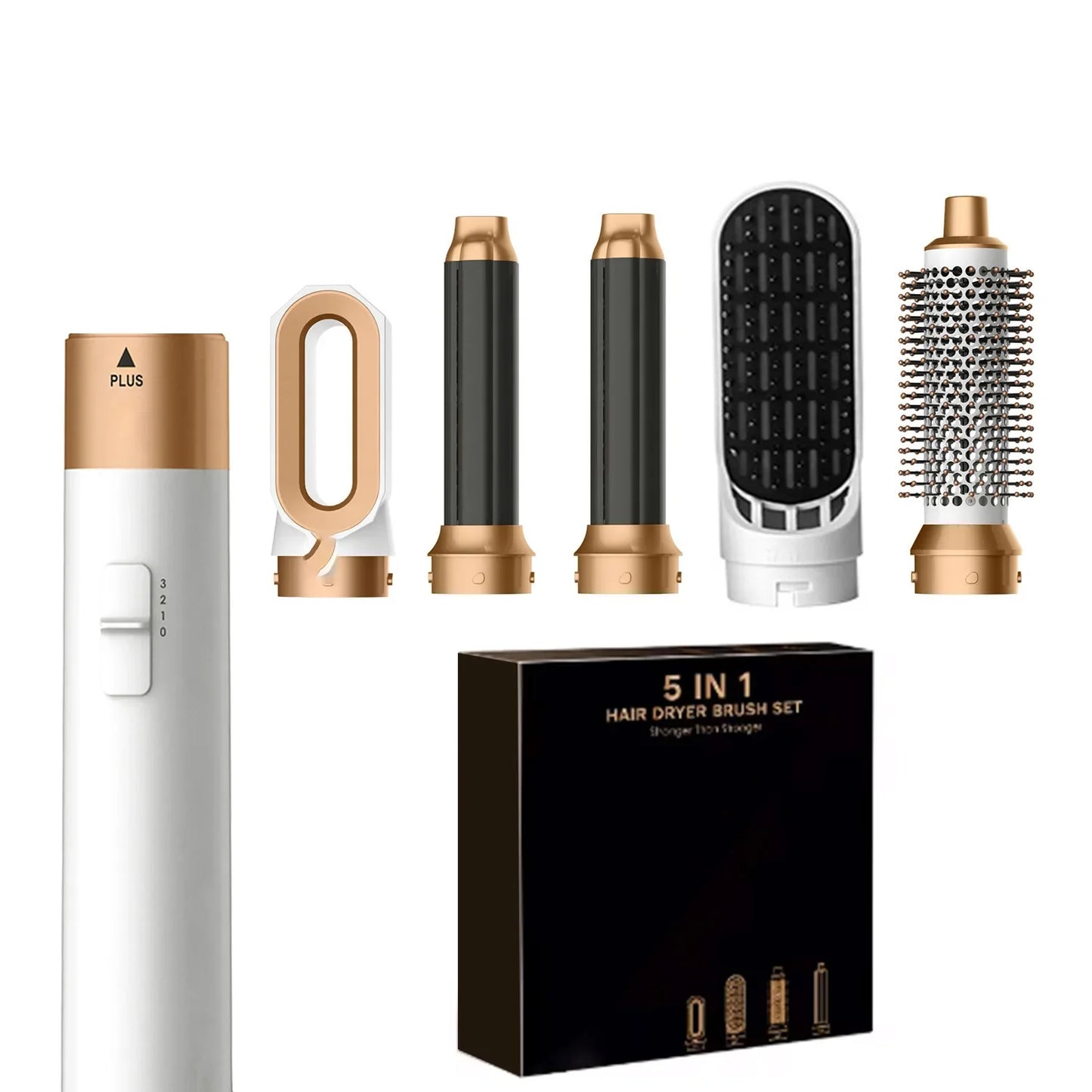 5-in-1 Hair Styling Tool Set – Dryer, Straightener, Curling Iron & Hot Air Brush Combo