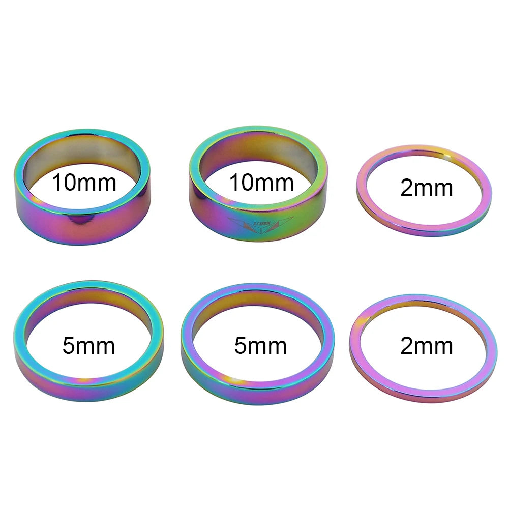 6Pcs Aluminum Alloy Bike Headset Spacers – Lightweight Fork Stem Washers for MTB & Road Bicycles