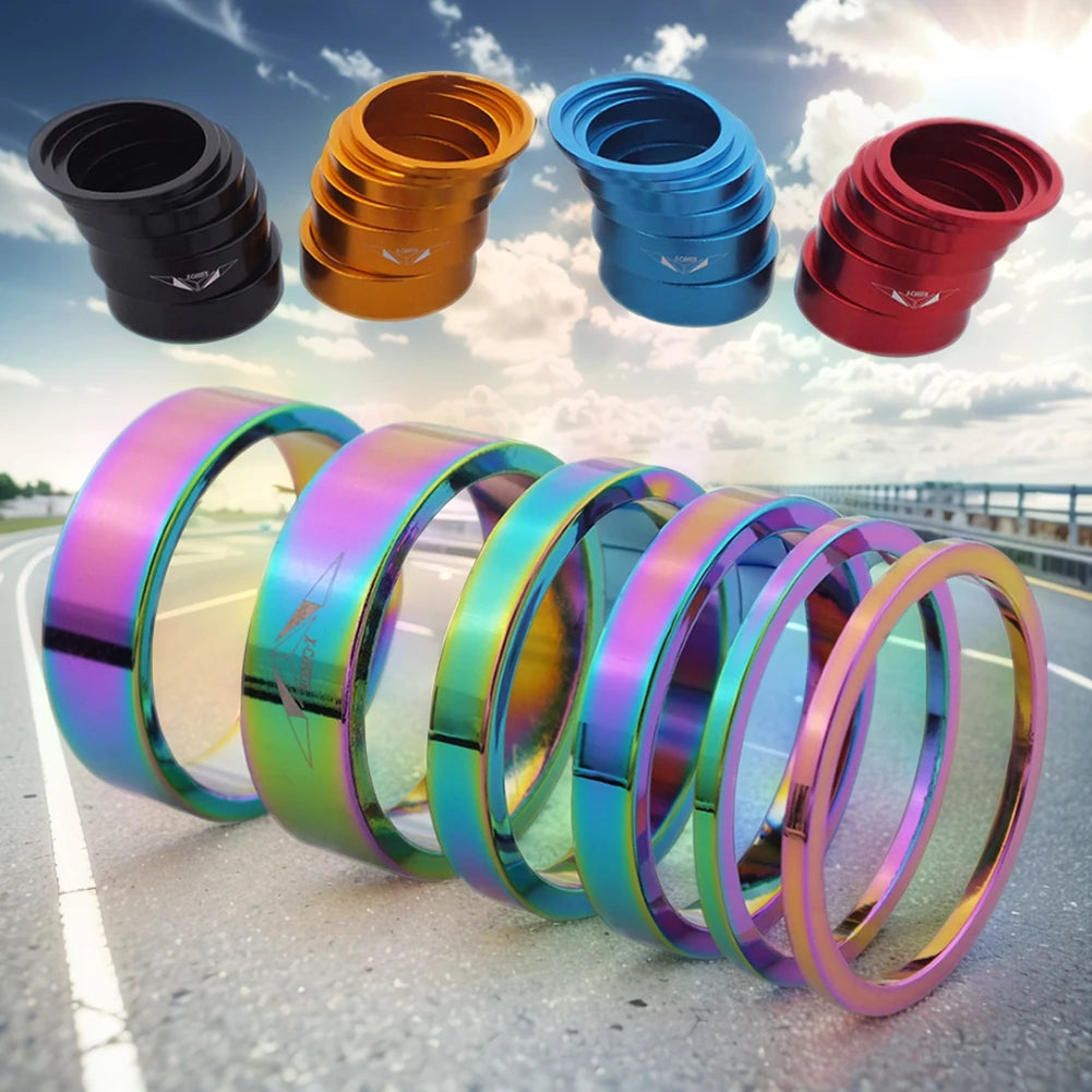 6Pcs Aluminum Alloy Bike Headset Spacers – Lightweight Fork Stem Washers for MTB & Road Bicycles