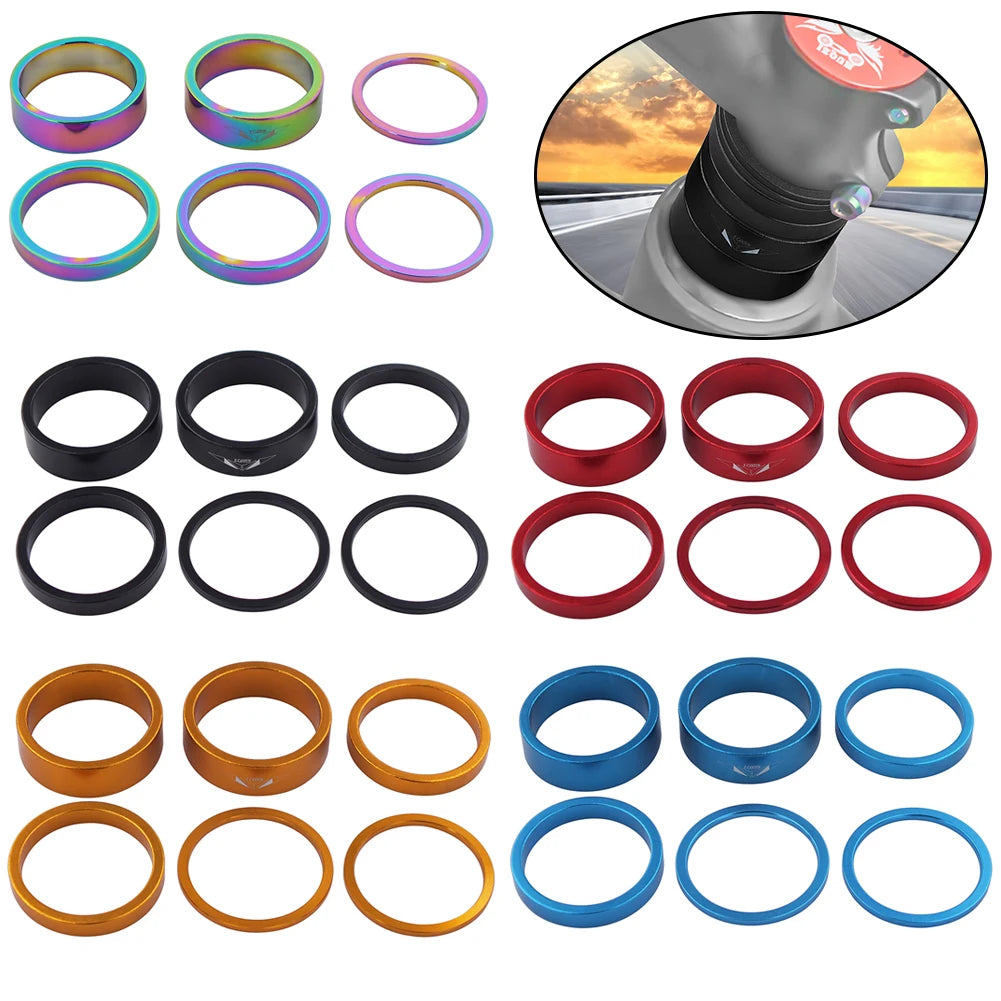 6Pcs Aluminum Alloy Bike Headset Spacers – Lightweight Fork Stem Washers for MTB & Road Bicycles
