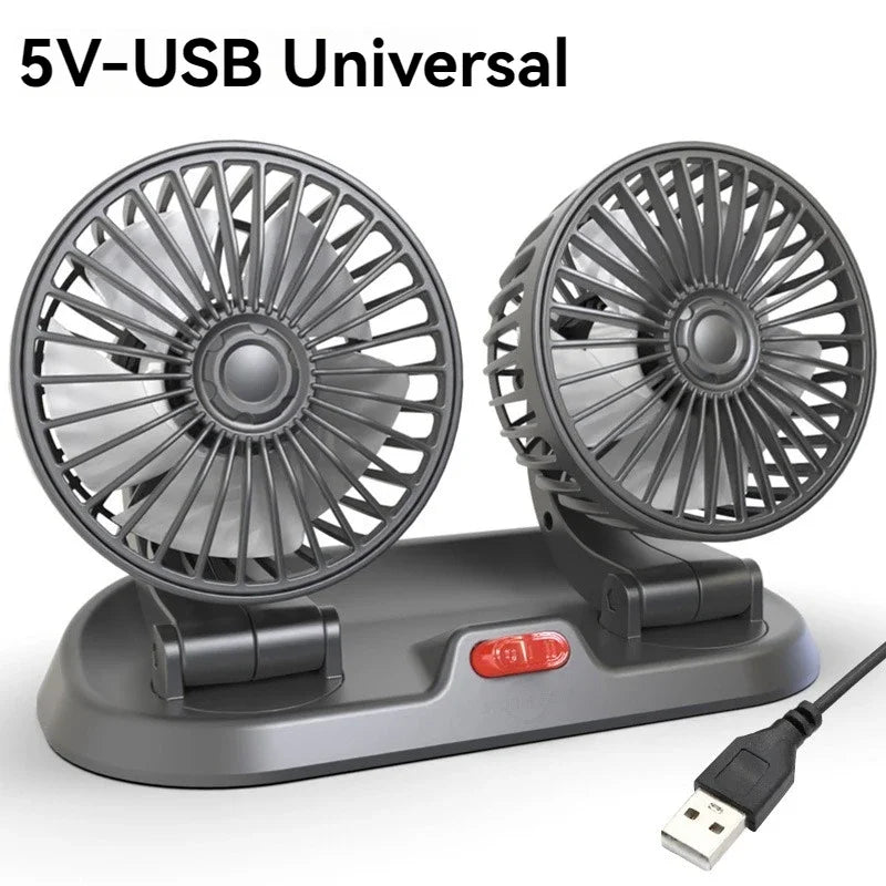 F410 Dual Car Fan – Foldable 360° Cooling for Hot Car Rides