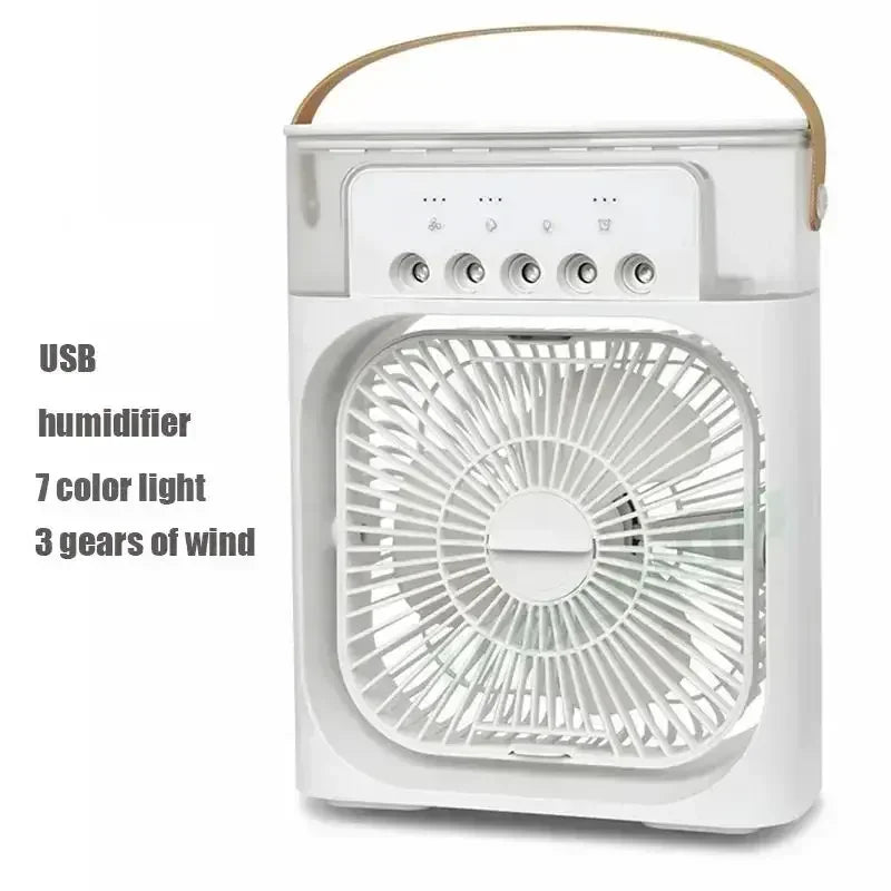 3-in-1 Mini Air Cooler & Humidifier – LED Night Light, Quiet Fan for Home & Office