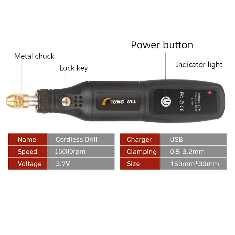 USB Rechargeable Engraving & Polishing Tool – Cordless Mini Rotary Drill Kit
