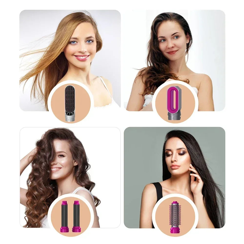 5-in-1 Hair Styling Tool Set – Dryer, Straightener, Curling Iron & Hot Air Brush Combo