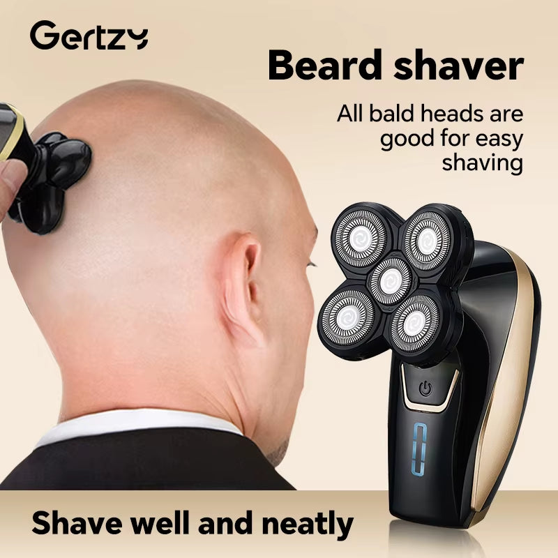 5-in-1 Bald Head & Beard Trimmer – USB Rechargeable Grooming Kit for Men