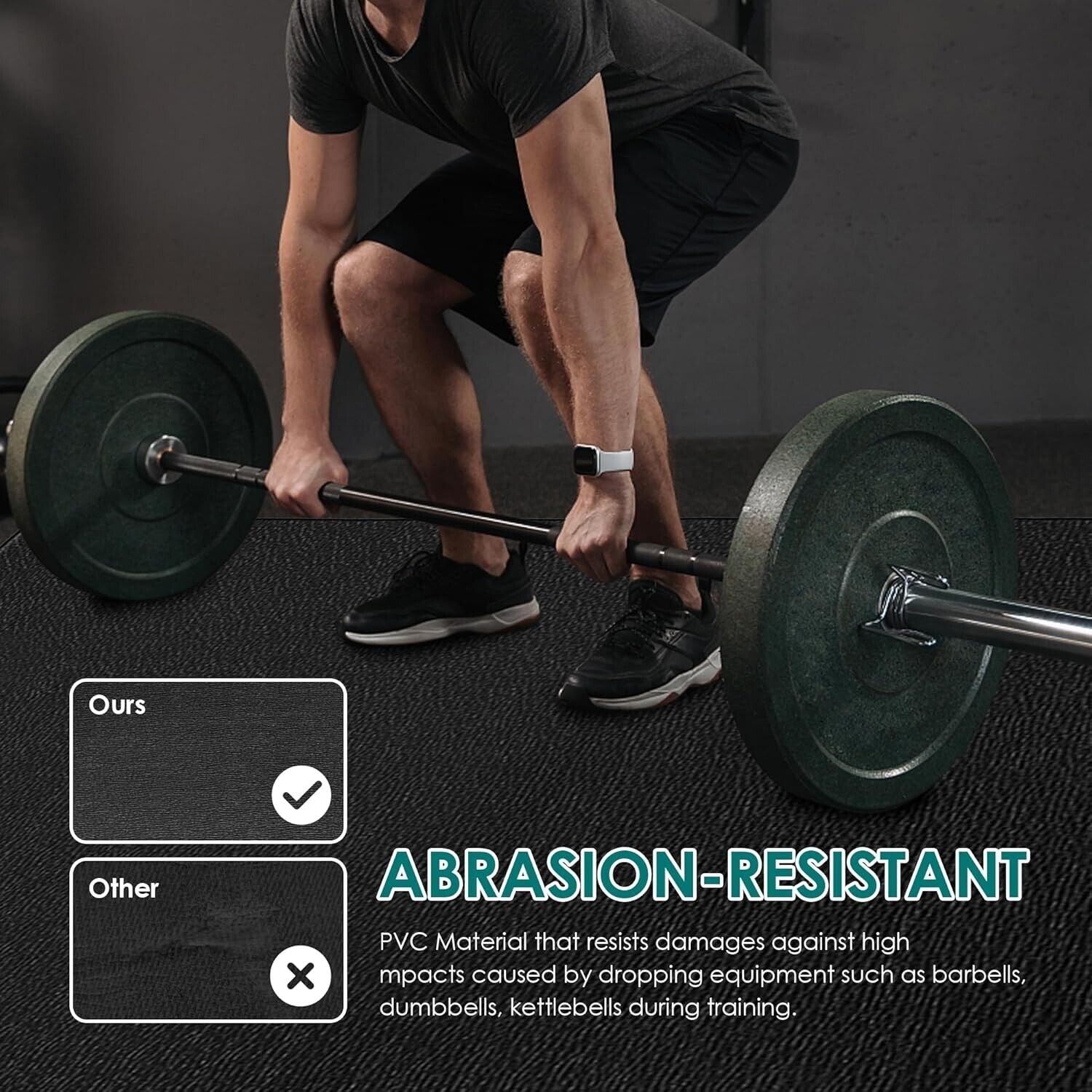 Extra Durable Large Exercise Mat - 8' x 4' x 1/4" Perfect for Home Gym Workouts