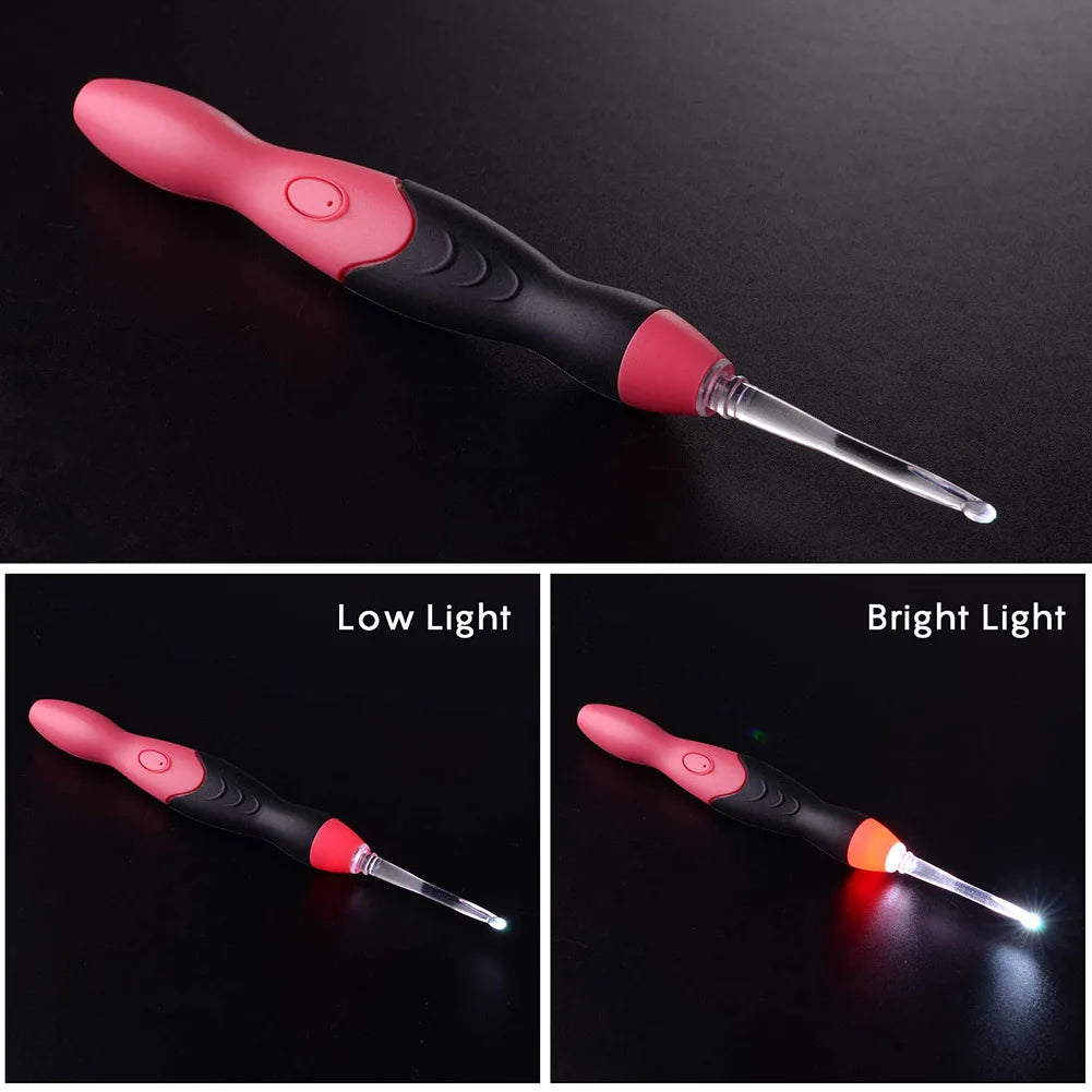 11-in-1 LED Light Up Crochet Hook Set – USB Rechargeable with Adjustable Brightness