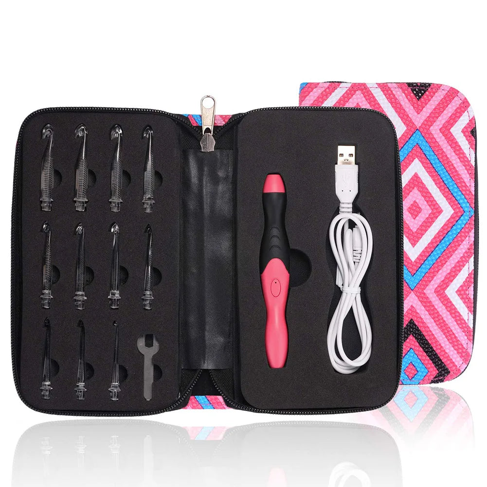 11-in-1 LED Light Up Crochet Hook Set – USB Rechargeable with Adjustable Brightness