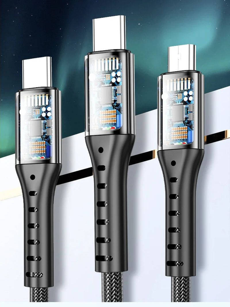66W 3-in-1 Fast Charging USB Cable – For iPhone, Android & Type-C Devices