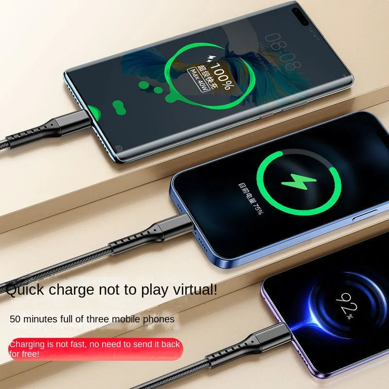 66W 3-in-1 Fast Charging USB Cable – For iPhone, Android & Type-C Devices