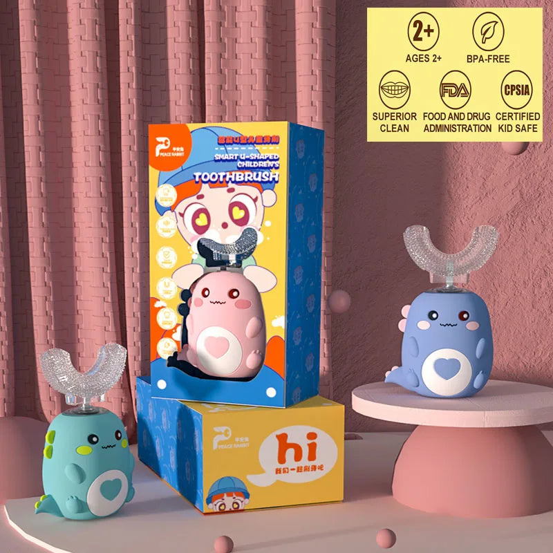 Smart U-Shaped Kids Electric Toothbrush – 360° Sonic Cleaning with Soft Silicone