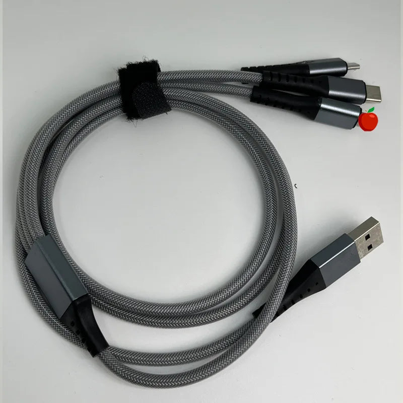 66W 3-in-1 Fast Charging USB Cable – For iPhone, Android & Type-C Devices