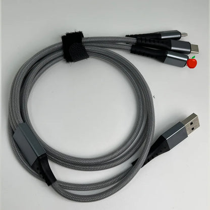 66W 3-in-1 Fast Charging USB Cable – For iPhone, Android & Type-C Devices