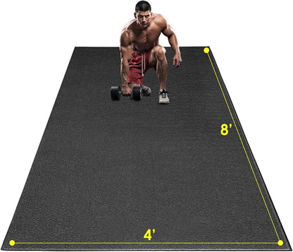 Extra Durable Large Exercise Mat - 8' x 4' x 1/4" Perfect for Home Gym Workouts