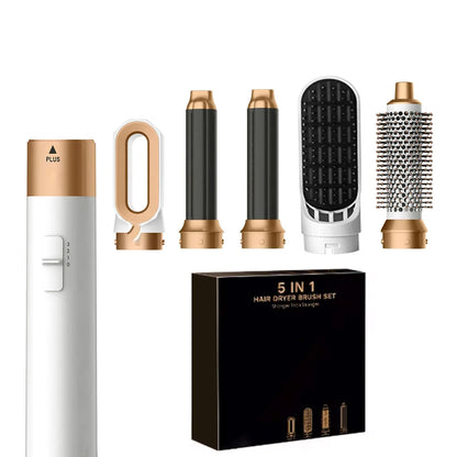5-in-1 Hair Styling Tool Set – Dryer, Straightener, Curling Iron & Hot Air Brush Combo