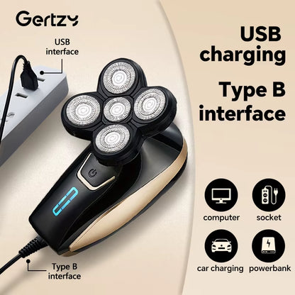 5-in-1 Bald Head & Beard Trimmer – USB Rechargeable Grooming Kit for Men
