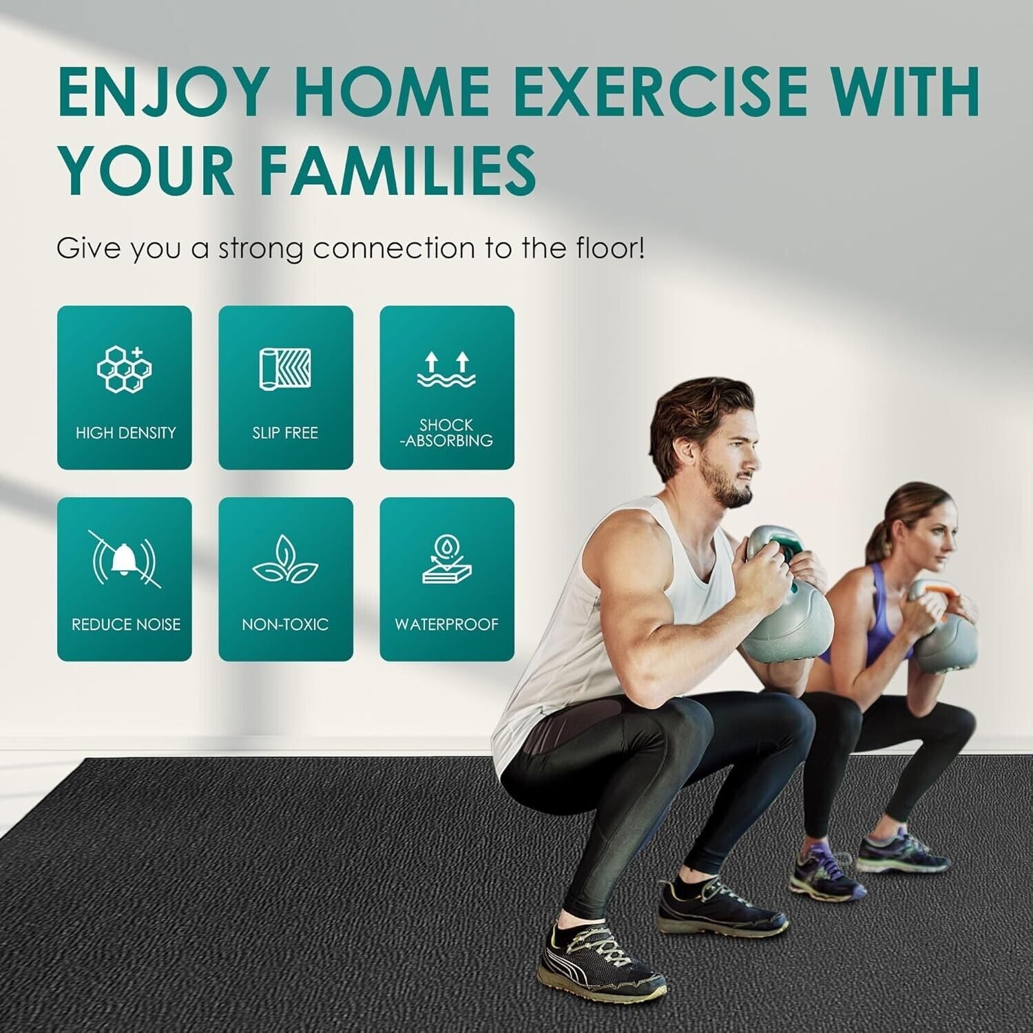 Extra Durable Large Exercise Mat - 8' x 4' x 1/4" Perfect for Home Gym Workouts