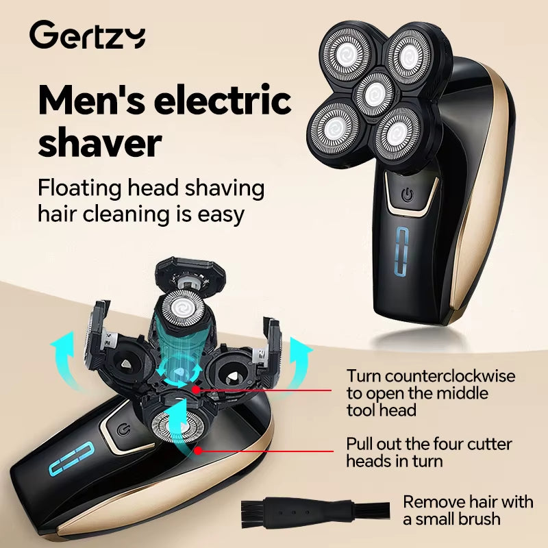 5-in-1 Bald Head & Beard Trimmer – USB Rechargeable Grooming Kit for Men