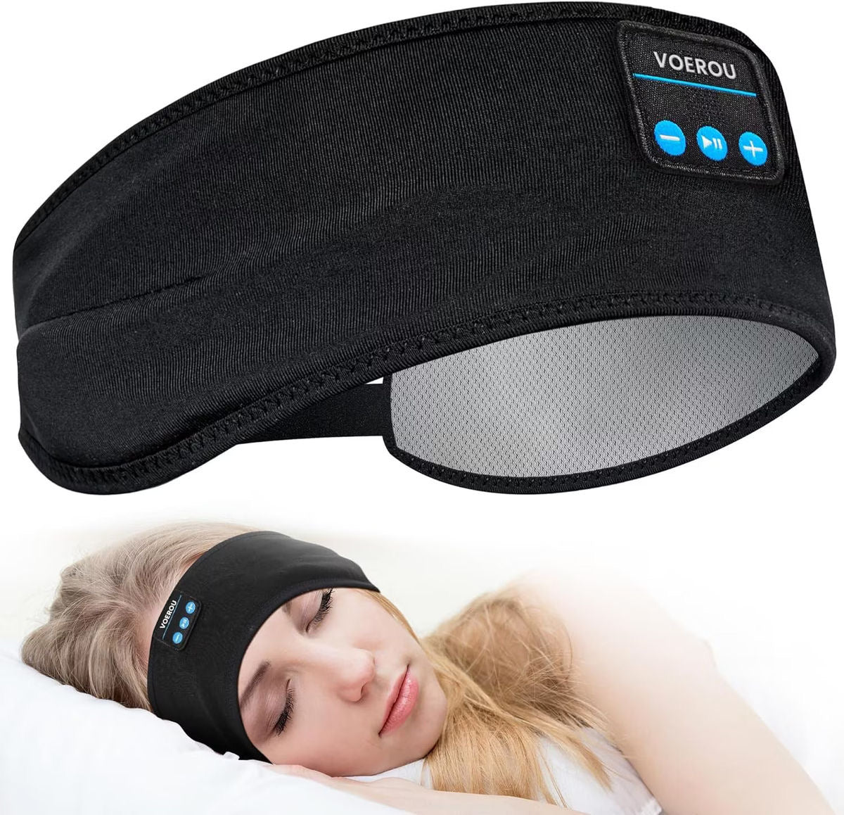 Bluetooth Sleep Headband – Wireless Music Headband with Built-In Headphones, Ultra-Soft Fabric, 10-Hour Battery Life