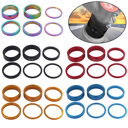 6Pcs Aluminum Alloy Bike Headset Spacers – Lightweight Fork Stem Washers for MTB & Road Bicycles