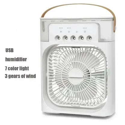 3-in-1 Mini Air Cooler & Humidifier – LED Night Light, Quiet Fan for Home & Office