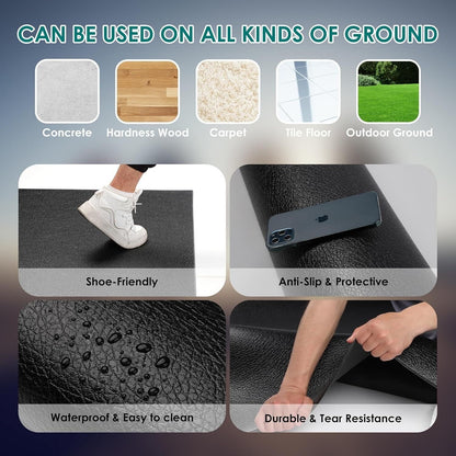 Extra Durable Large Exercise Mat - 8' x 4' x 1/4" Perfect for Home Gym Workouts